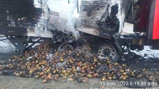 Áncash: Tráiler que trasladaba mangos se incendia en Huarmey