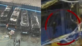 Empresa Flores: el instante donde un sujeto ingresa al terminal para prender fuego a buses (VIDEO)