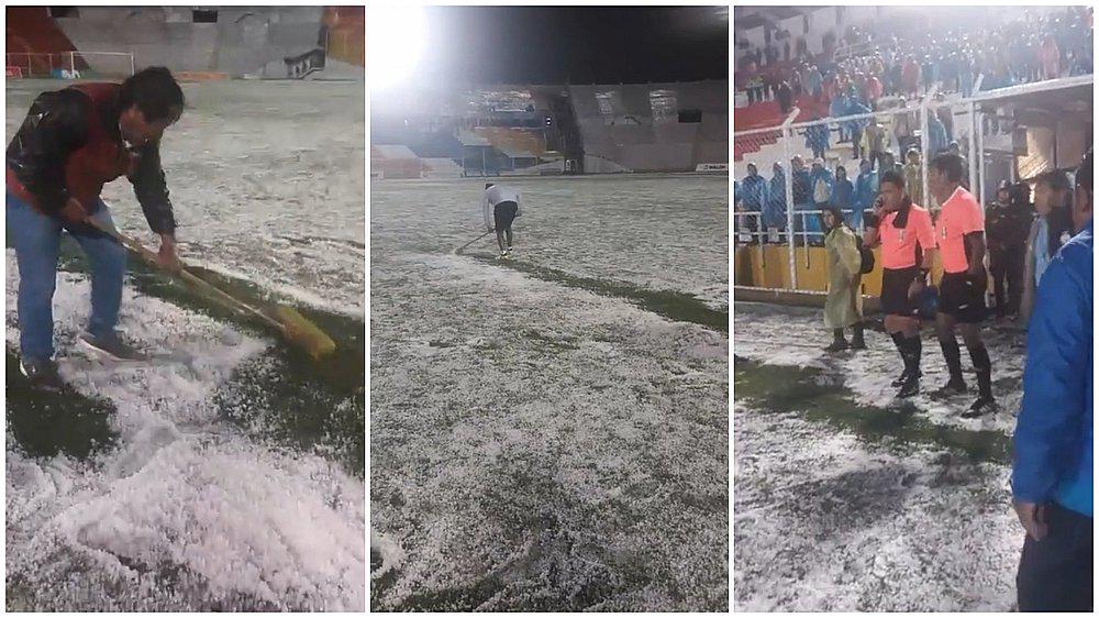 Sorpresiva tormenta de granizo y lluvia interrumió partido entre Real Garcilaso y Binacional (VIDEO)