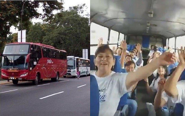Indulto a Alberto Fujimori: simpatizantes fueron trasladados a marcha en modernos buses (VIDEO)