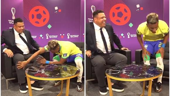 Rodrygo frotó las piernas de Ronaldo y luego sus propias extremidades. (Foto Captura)
