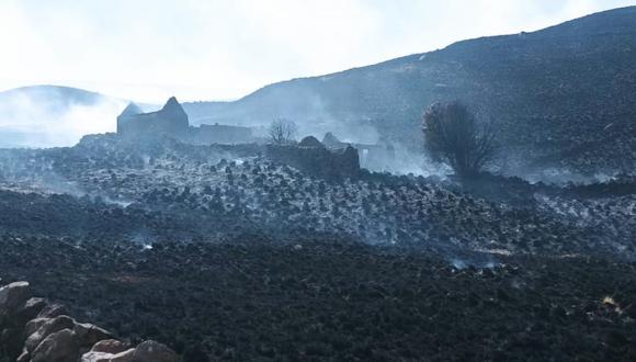 Grandes hectáreas de pastizales han sido arrasadas por el fuego por malas prácticas. Puno. Foto/Difusión.