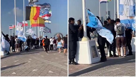 Hinchas de Argentina tuvieron que cancelar el banderazo previo al partido contra Arabia Saudita. (Foto: Captura)