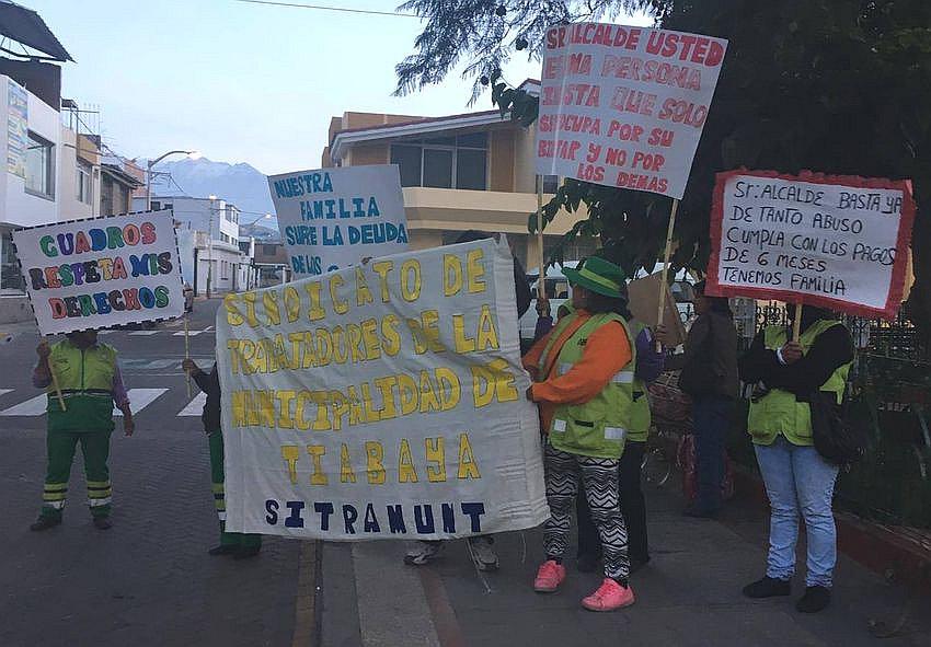 ​Trabajadores de Tiabaya protestan por deuda salarial de 6 meses