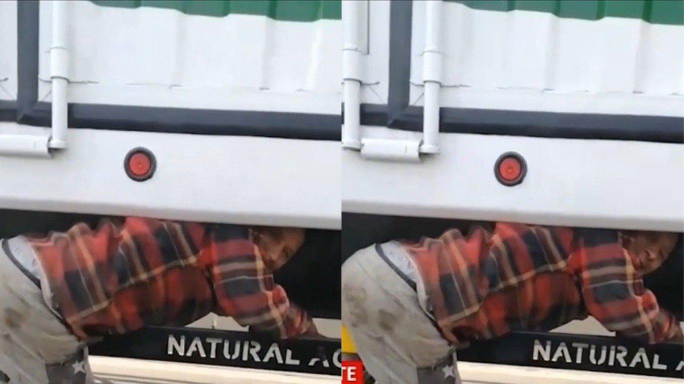 Hombre viaja debajo de un tráiler que iba a alta velocidad en la Panamericana Norte (VIDEO)