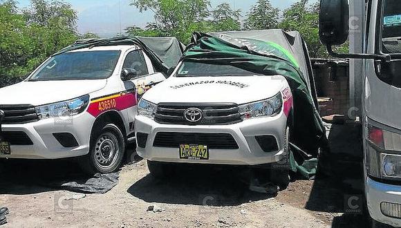 Vehículos de Serenazgo en Socabaya permanecen en depósito empolvándose