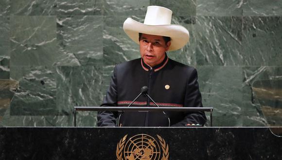 Pedro Castillo al ingresar a la sesión de la Asamblea General de las Naciones Unidas. (Foto: Presidencia Perú)