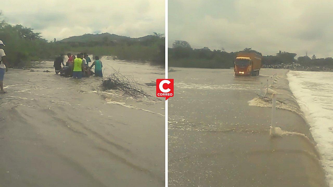 Ocupantes de una camioneta se salvan de morir tras caer a una quebrada en Piura (VIDEO)