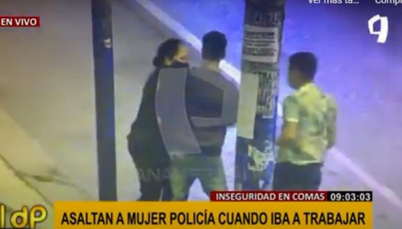 Pese a estar con el uniforme policial, dos delincuentes encañonaron a la agente policial. Foto: Buenos Días Perú
