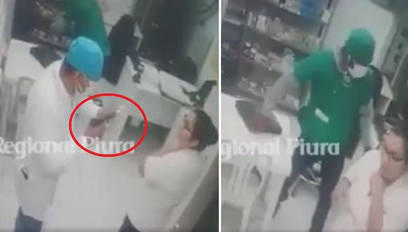 Cámaras captan a falsos enfermeros cuando asaltaban una conocida farmacia (VIDEO) 