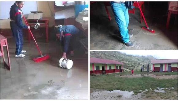 Huancavelica: niños deben sacar el agua de sus aulas antes de empezar las clases (VIDEO)