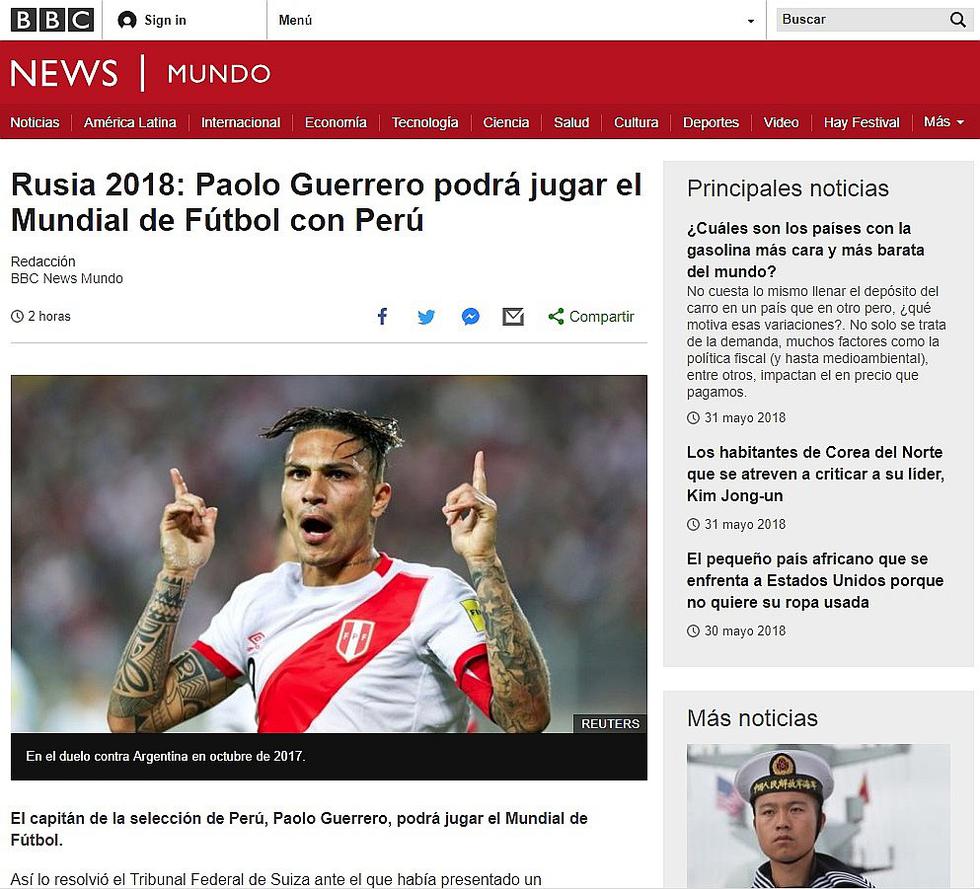 Paolo Guerrero al Mundial: Así informó la prensa extranjera decisión de justicia suiza