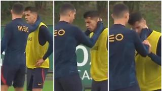 Portugal en tensión: Cristiano Ronaldo intentó hacer una broma y Cancelo se molestó (VIDEO)