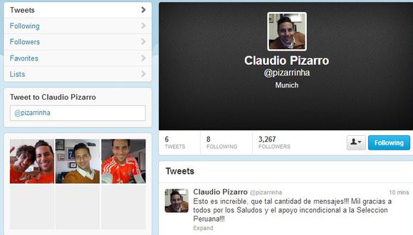 Claudio Pizarro estrena cuenta en Twitter