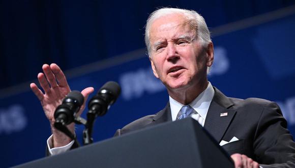 El presidente de los Estados Unidos, Joe Biden, habla en una recepción del Partido Demócrata de Pensilvania en Filadelfia el 28 de octubre de 2022. (Foto de MANDEL NGAN / AFP)