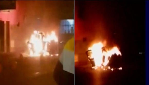 Extorsionadores extranjeros queman mototaxi de empresa a la que cobran cupos (VIDEO)