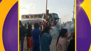 Ica: Buses interprovinciales varados en la Panamericana Sur son atacados por no pagar cupos