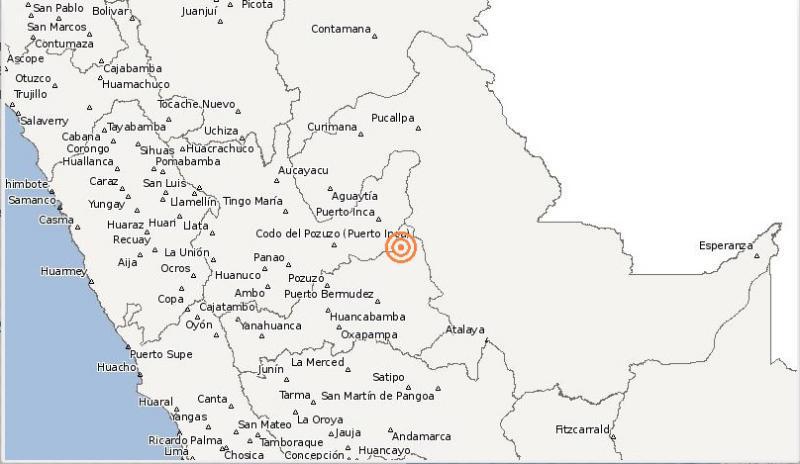 Sismo de 4.3 grados remeció provincia de Puerto Inca