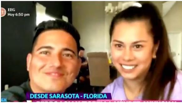 Pedro Loli y Fiorella Méndez no aclaran rumores sobre nuevo embarazo. (Foto: Captura América TV)