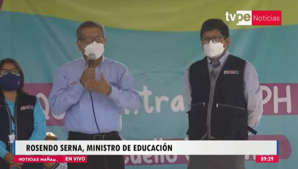 Serna y López se pronunciaron sobre la castración química luego de participar en una actividad por la Semana de Vacunación de las Américas en Ate. (Captura TV Perú)