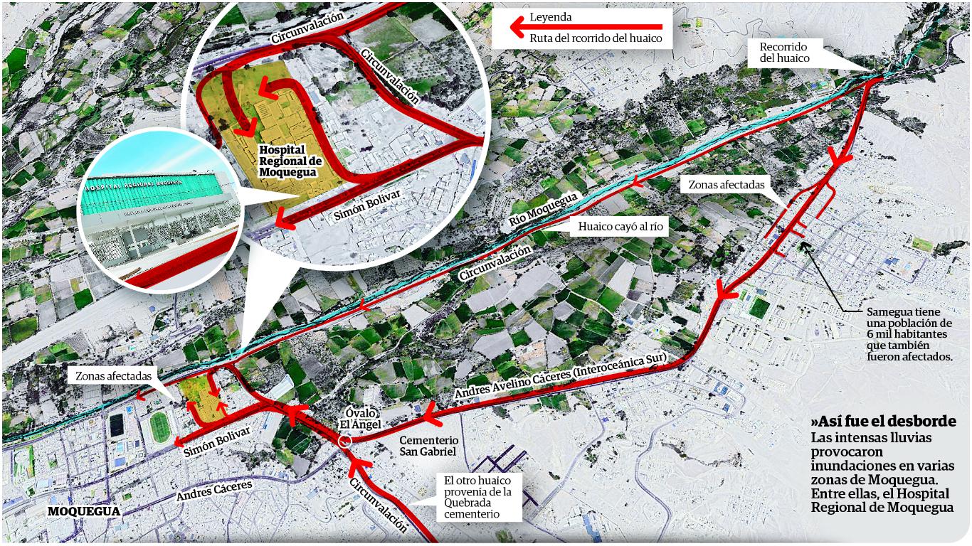 Hospital de Moquegua se construyó en zona crítica. Infografía: Diario Correo