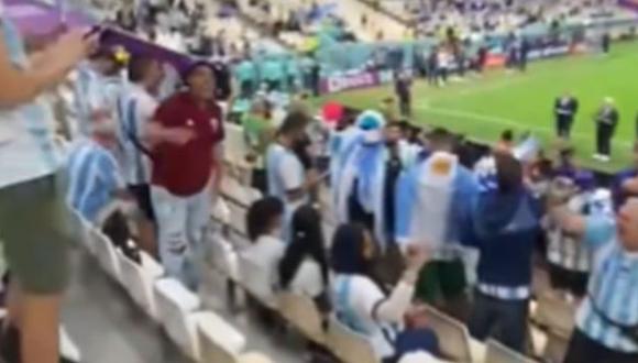 La reacción de los hinchas argentinos tras la eliminación de Brasil del Mundial Qatar 2022. (Captura: Twitter)