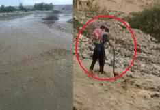 Tacna: Profesor cruza el río cargando a su alumna para llegar a escuela 