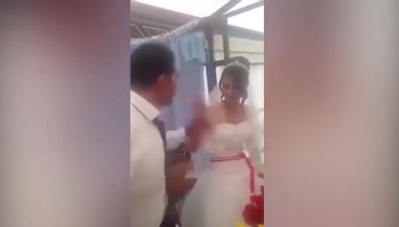 Sujeto agredió a su esposa en plena boda