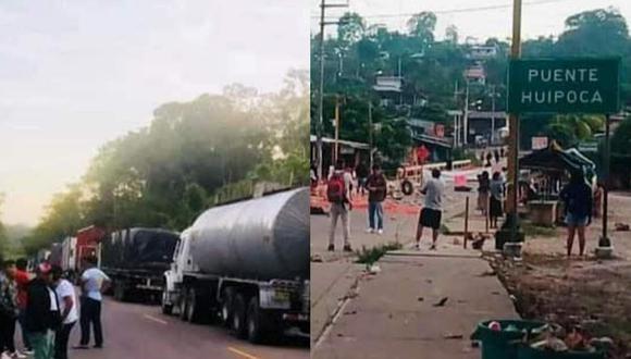 Un grupo de manifestantes bloquearon la Carretera Federico Basadre (CFB)a la altura del Puente Huipoca y el caserío San Pedro de Chio. Decenas de vehículos de carga pesada están varados desde las 00:00 horas de hoy./ Foto: Cortesía