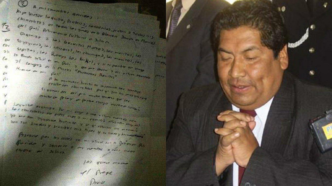 Puno: descubren ocho cartas que habría dejado exalcalde de Juliaca antes de morir en penal