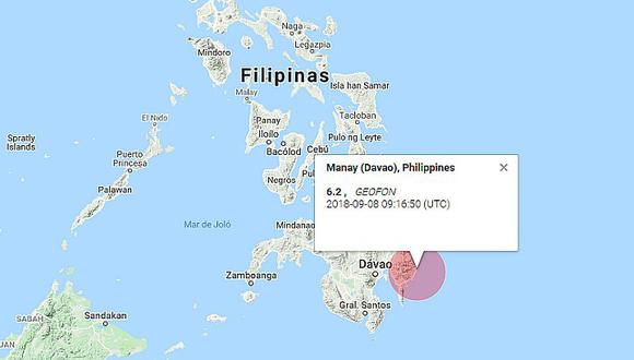 Sismo de 6.2 grados sacudió Filipinas 