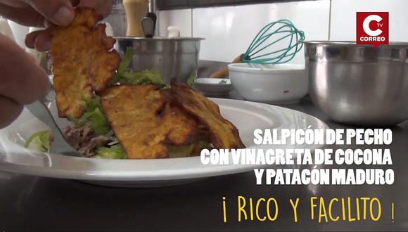 ¡Rico y facilito!: salpicón de pecho con vinagreta de cocona y patacón maduro