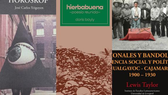 Portadas de los libros de José Carlos Yrigoyen, Doris Bayly y Lewis Taylor (Foto: Máquina Purísima / Intermezzo Tropical / Lluvia Editores)
