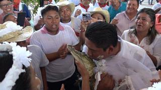 Alcalde de un municipio mexicano se casó con un caimán en medio de un ritual indígena