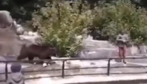 Sujeto en estado de ebriedad intentó ahogar a oso anciano en zoológico. (Foto: captura video RT)