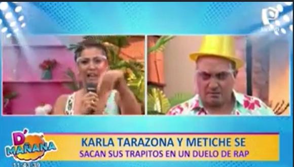 Kurt Villavicencio, el popular Metiche y Karla Tarazona se dijeron de todo en un duelo de rap en el programa D’mañana.