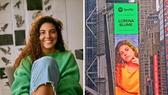 Lorena Blume llega a Times Square como parte de la campaña Spotify Equal. (Foto: Instagram @lorenablumemusica).