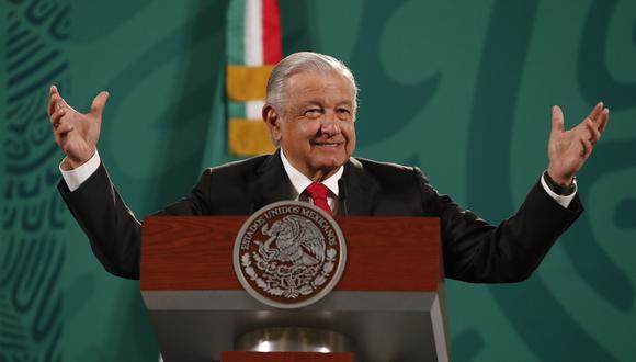 Aquí el presidente de México, Andrés Manuel López Obrador, participa en una rueda de prensa matutina desarrollado en el Palacio Nacional de Ciudad de México. (Foto: EFE / José Méndez)