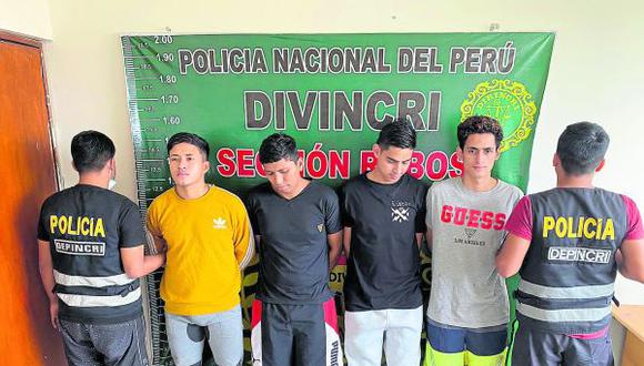 Michael Junior Olivos Vidal, Piero Luiggui Ricardi Martínez, Josue Miguel y Renzo Abraham Castillo Avendaño fueron detenidos con droga, arma de fuego y municiones.