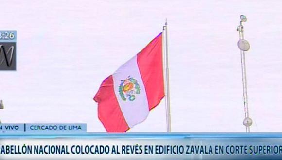 Bandera fue izada al revés en edifico del Poder Judicial en Cercado de Lima (VIDEO)