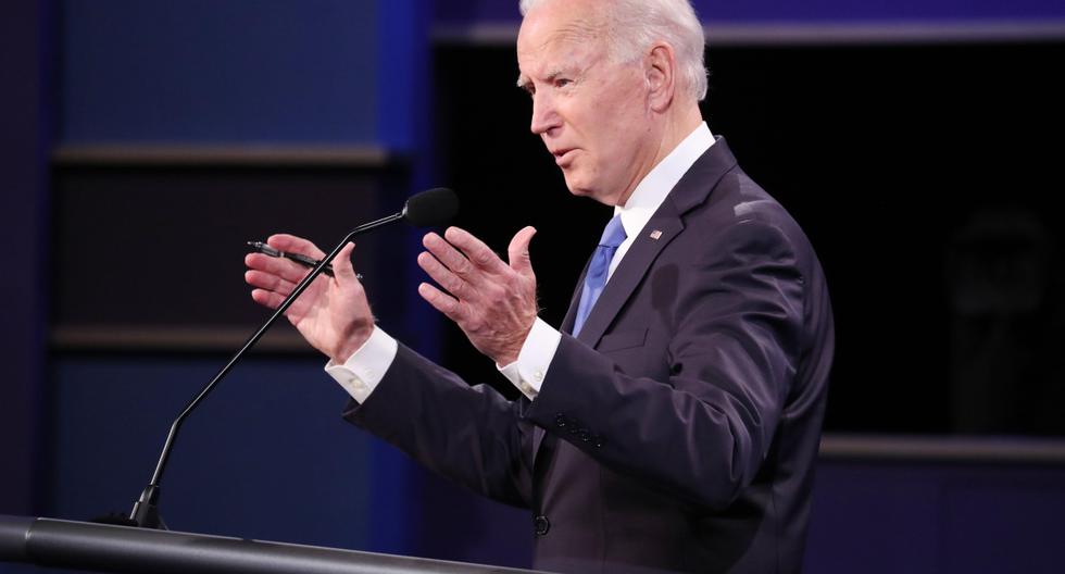 El candidato presidencial demócrata Joe Biden participa en un debate con Donald Trump en la Universidad de Belmont en Nashville, Tennessee. (EFE/EPA/MICHAEL REYNOLDS).
