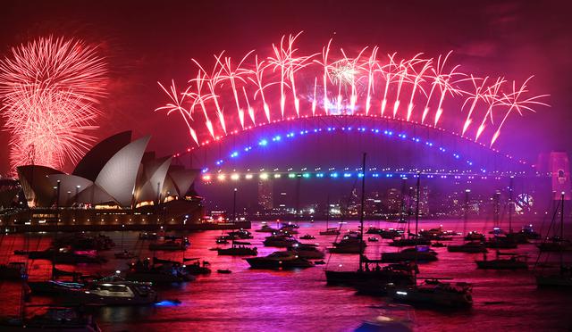 Impresionante fuegos artificiales en Australia por la llegada del año nuevo. (Foto: AFP)