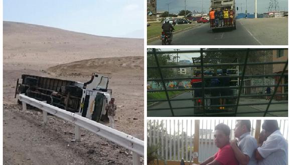 ​Desde WhatsApp: Camión se vuelca en carretera de Arequipa