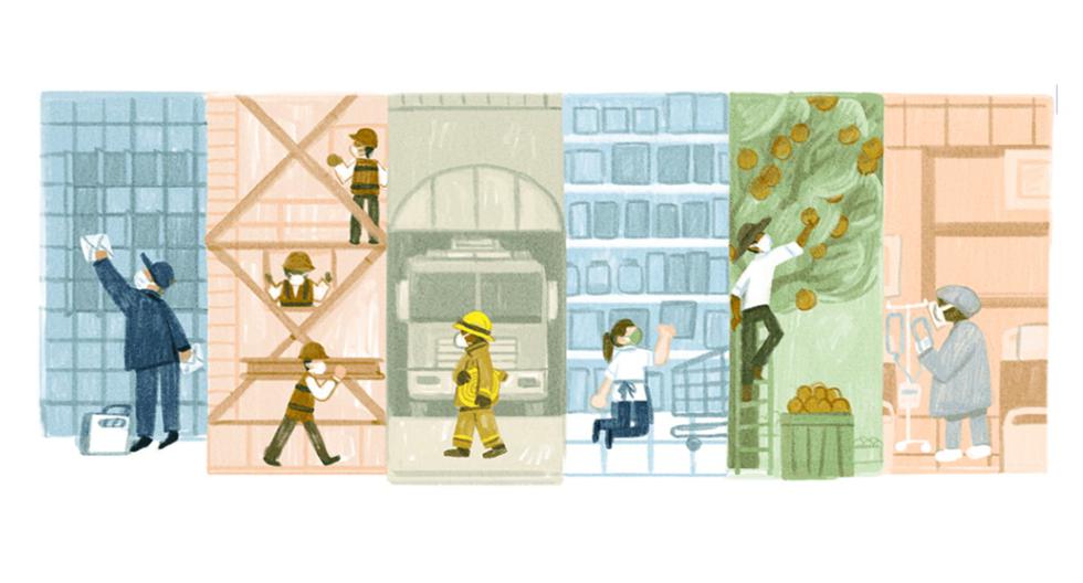 Homenaje de Google al día del trabajador (primero de mayo). (Google/Captura).