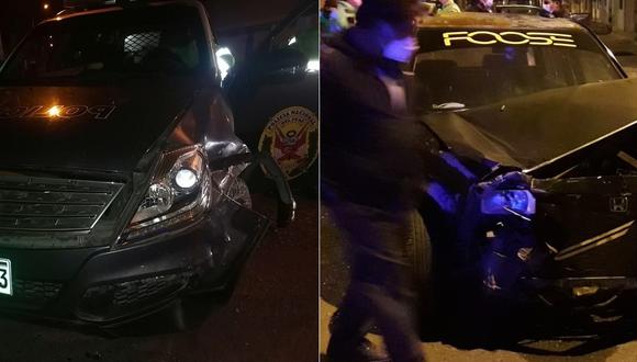 Patrullero de Pocollay y auto particular resultaron dañados tras el accidente de tránsito en Ciudad Nueva