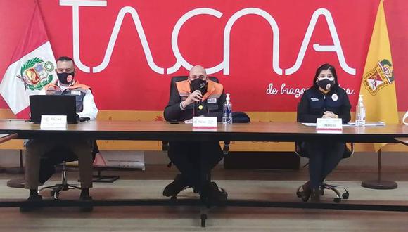 Representantes del Gobierno Regional de Tacna ofrecieron conferencia para informar pormenores del ensayo de simulacro. (Foto: Difusión)