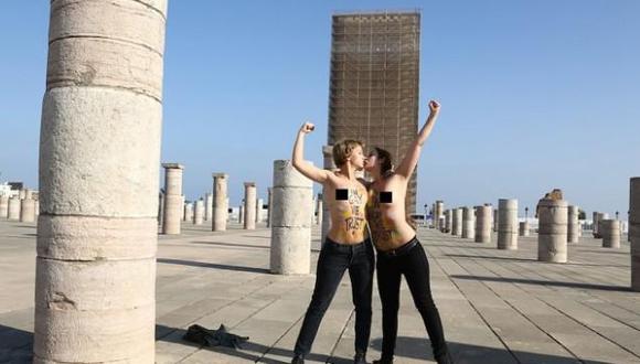 Marruecos: Femen se fotografían desnudas en un monumento de Rabat
