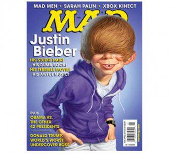 Justin Bieber ridiculizado en portada de revista MAD