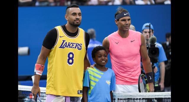 El homenaje de Nick Kyrgios a Kobe Bryant previo al duelo frente a Rafael Nadal. (Foto: AFP)