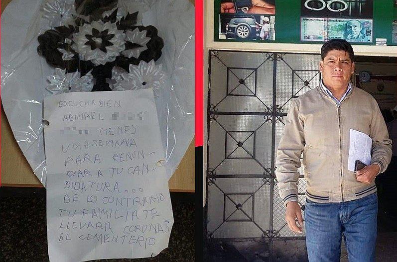 Con corona fúnebre amenazan de muerte a candidato a la alcaldía de Sánchez Carrión 